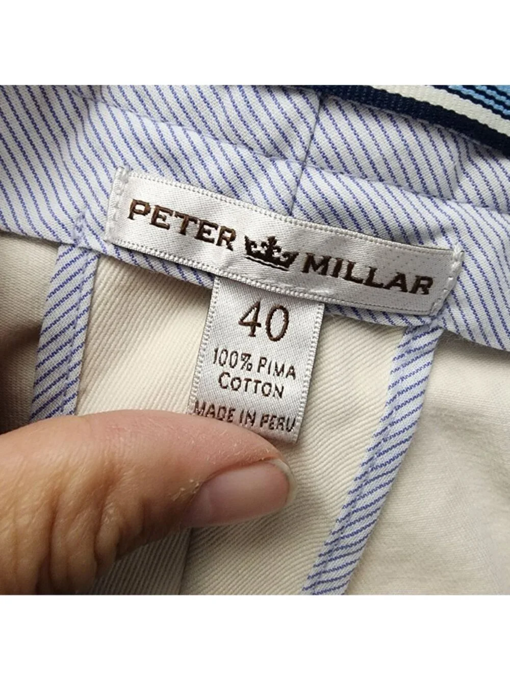 Peter Millar Pants Mens 40x36 Beige Pima Cotton High Rise Sport *NWD Read*